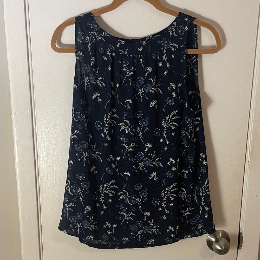LOFT Navy Floral Tank Top